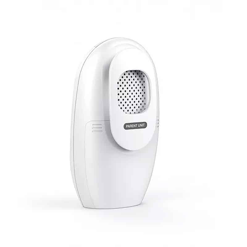 VTech DM1214 audio monitor parent unit in white, featuring a speaker grille for clear sound transmission.