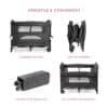Baby Womb World Camping Cot and Co-Sleeper in dark grey, showcasing its compact design and easy assembly features.