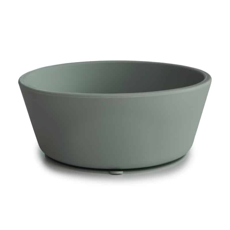 FRIGG + Mushie Silicone Bowl in Dried Thyme, featuring a modern, rounded design with a non-slip base.