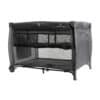 Baby Womb World Standard Camp Cot in grey with mesh sides and wheels for easy mobility. Ideal for nursery use.
