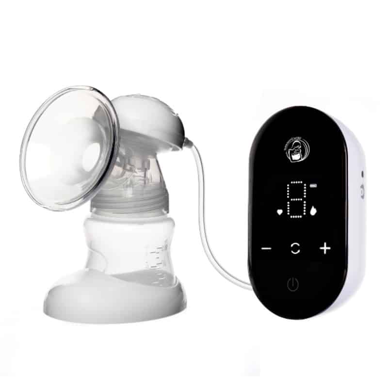 Baby Womb World Petite Single Electric Breast Pump in white with a digital display and adjustable settings.