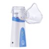 Baby Womb World Portable Nebuliser Machine in white and blue with a clear mask attachment for easy use.