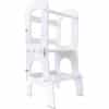 Baby Womb World 3-in-1 Convertible Stepstool, Desk Chair and Ladder in white with a sturdy, multi-functional design.