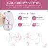 Baby Womb World Wearable IN-BRA Breast Pump features a sleek design, showing its built-in memory function and four pumping