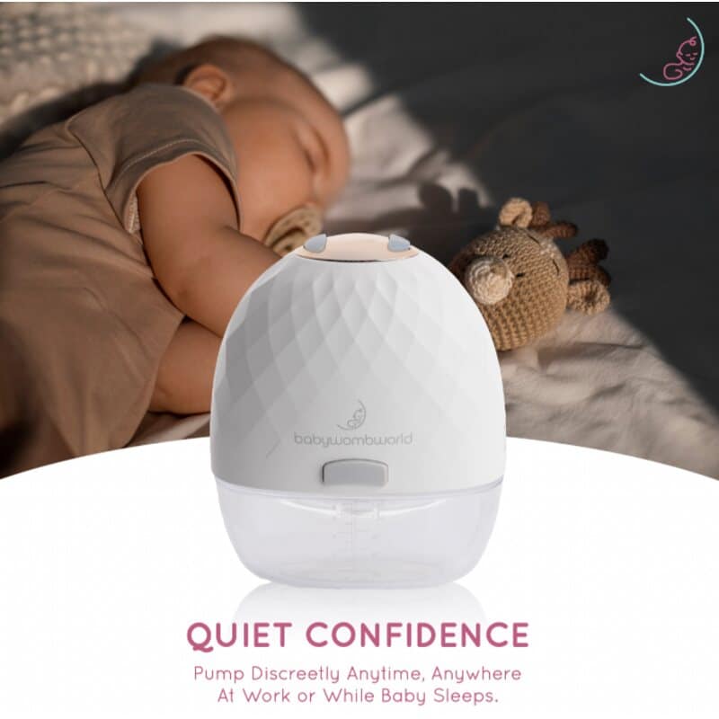 Baby Womb World Wearable IN-BRA Breast Pump in white, designed for discreet pumping while baby sleeps.