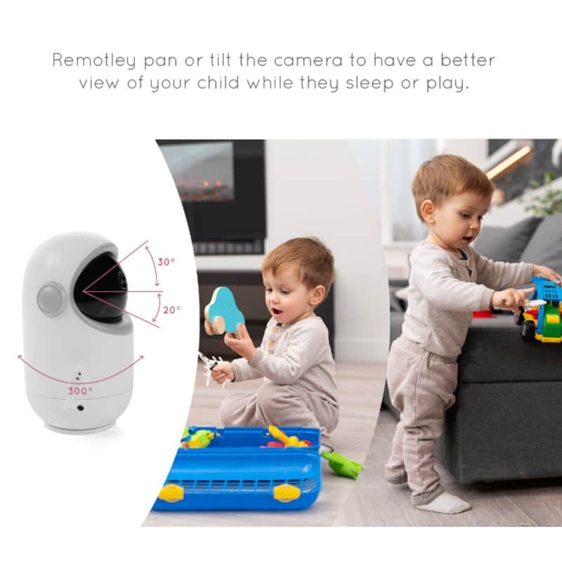 Baby Womb World 802 Extra Camera in white, featuring remote pan and tilt for monitoring children while they play.