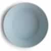 Mushie Dinner Bowl Round in Cloud, features a smooth, rounded design and subtle branding at the center.