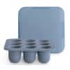 Mushie Fresh Food Feeder Freezer Tray in Cambridge Blue with nine compartments for easy food storage.