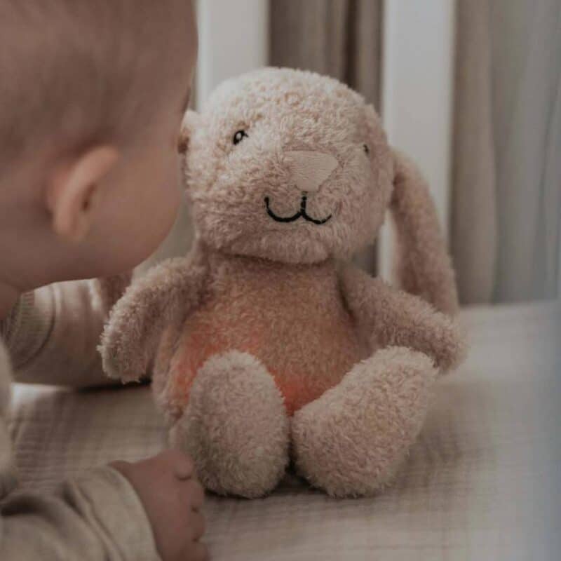 Flow Amsterdam Plush Night Light in Milo design, featuring a soft, cuddly rabbit with a warm glow, perfect for bedtime.