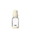 BIBS Glass Boheme Baby Bottle in Ivory, 120 ml, features a round shape and slow flow latex nipple.