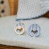 BIBS Studio Colour Pacifier 2 Pack in Baby Blue Dusty Blue Mix and Jasmine Fossil Grey Mix, featuring a striped design.