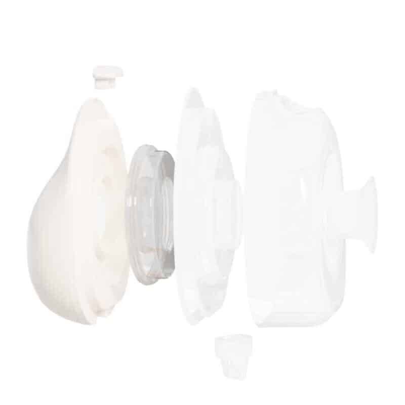 Mommy Material Freely Silicone Gas Storage backflow protector, featuring a detailed view of its components in white and