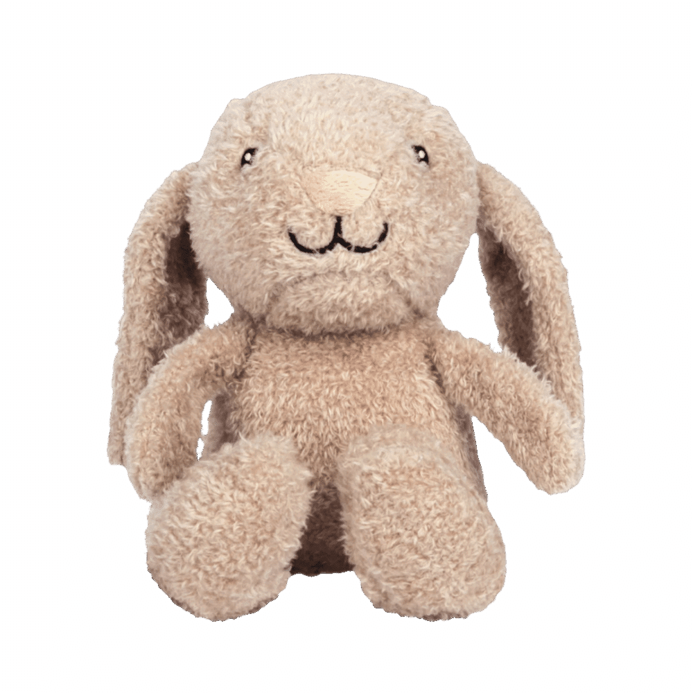 Flow Amsterdam Plush Night Light featuring Liva the rabbit in soft beige fabric, with floppy ears and a friendly smile.