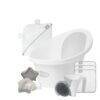 Shnuggle Complete Newborn Bath Time Bundle in white, includes a bath, hooded towel, star-shaped bath support, and