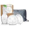 Haakaa Silicone Pump and Collector Combo in clear, includes two collectors and a storage pouch.