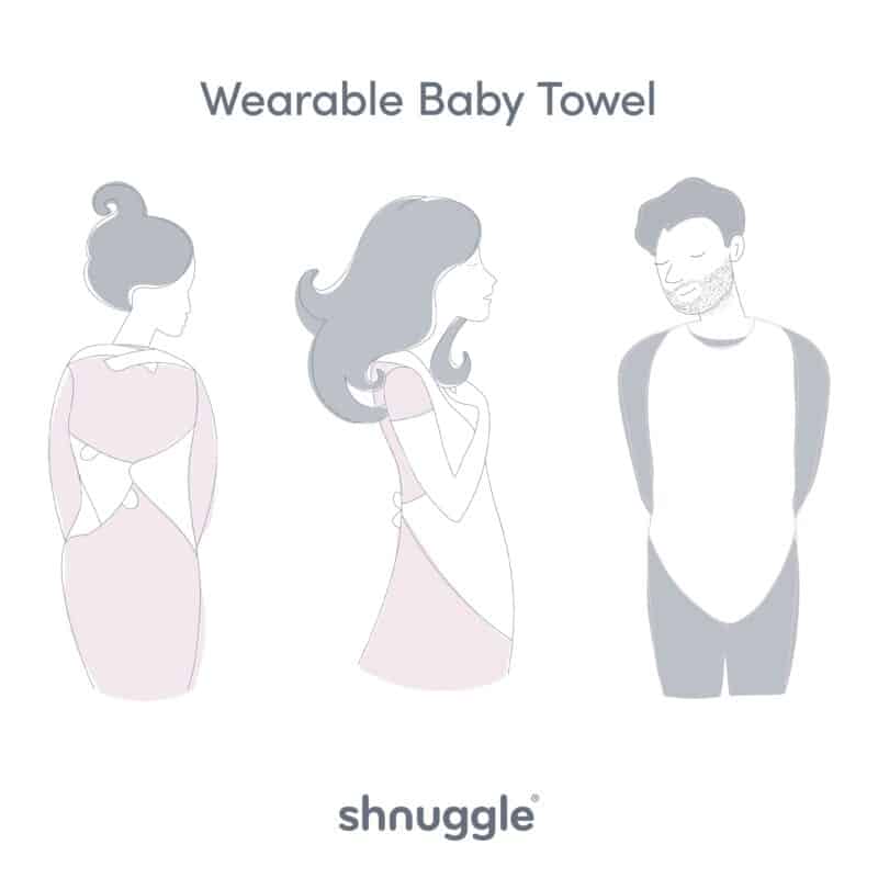 Shnuggle Bamboo Wearable Baby Towels in various colors, showcasing a stylish and functional design for easy drying.