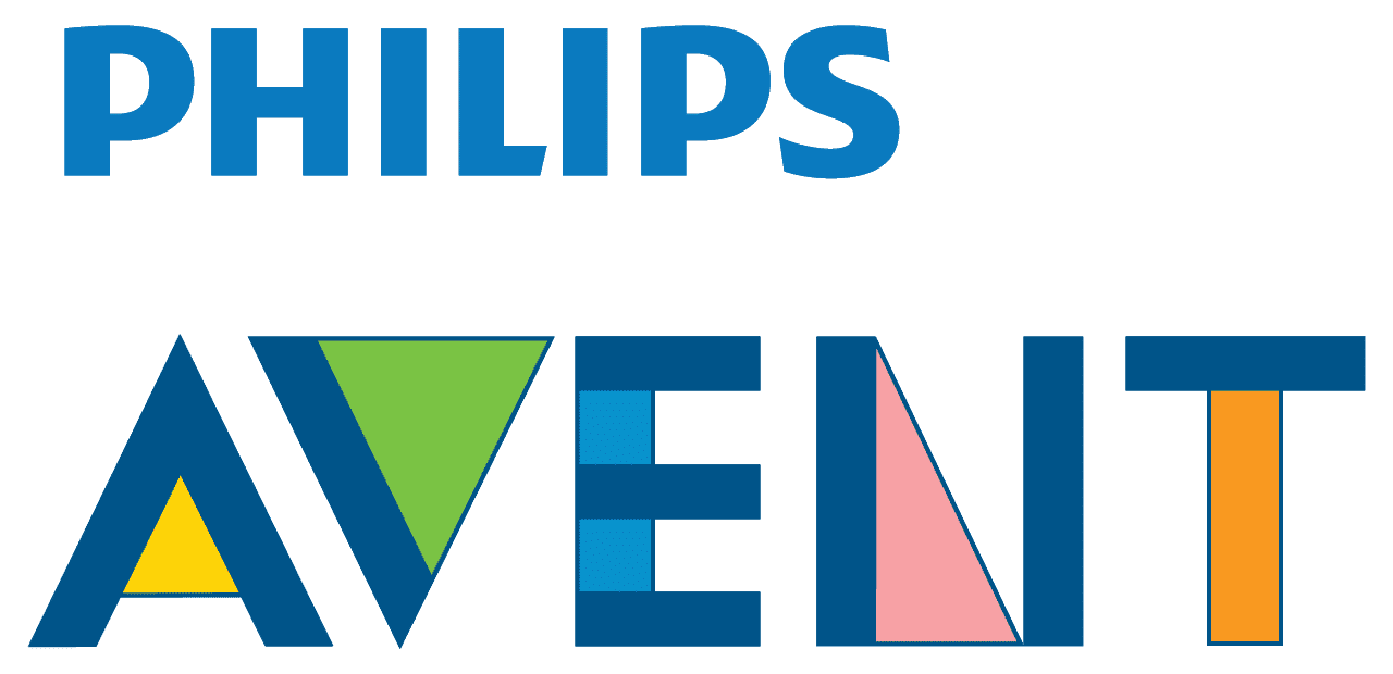 Philips AVENT logo featuring colorful geometric shapes in a modern design.