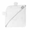 Shnuggle Bamboo Wearable Baby Towel in white with cute ear details and a grey trim. Soft and absorbent for baby care.