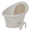 Shnuggle Eco Baby Bath Bundle in soft beige, featuring a bath and a small pouring cup. Eco-friendly design.