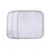 Shnuggle Bamboo Wash Cloths in white, featuring a soft texture and rounded corners, packaged in a set of three.