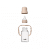BIBS Baby Sippy Bottle in Blush, featuring a silicone spout and handle, shown in a disassembled view.