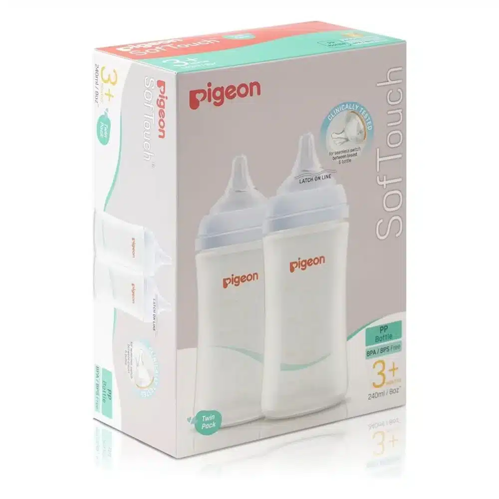Pigeon – Softouch 3 Nursing Bottle Twin Pack Pp 240Ml — Pigeon – Softouch 3 Nursing Bottle Twin Pack Pp 240Ml