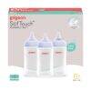 Pigeon Softouch Triple Pack, three 330ml PP baby bottles, featuring a soft teat for easy feeding.