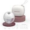 Momcozy Single Wearable Electric Breast Pump M5 in Cozy Red with a carrying case and nipple measure tool.