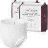 Momcozy Postpartum Disposable Underwear in white, featuring a slim design, with two packs containing six pairs each.
