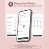 Momcozy Wearable Hands Free Mobile Flow Breast Pump M9 Double app interface showing personalized modes and settings options.