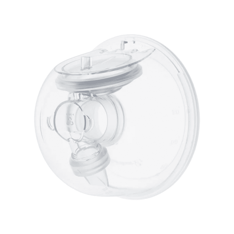 Momcozy Original S9 Pro/S12 Pro Replacement Full Set Collector Cup, clear design with dual openings for efficient collection.