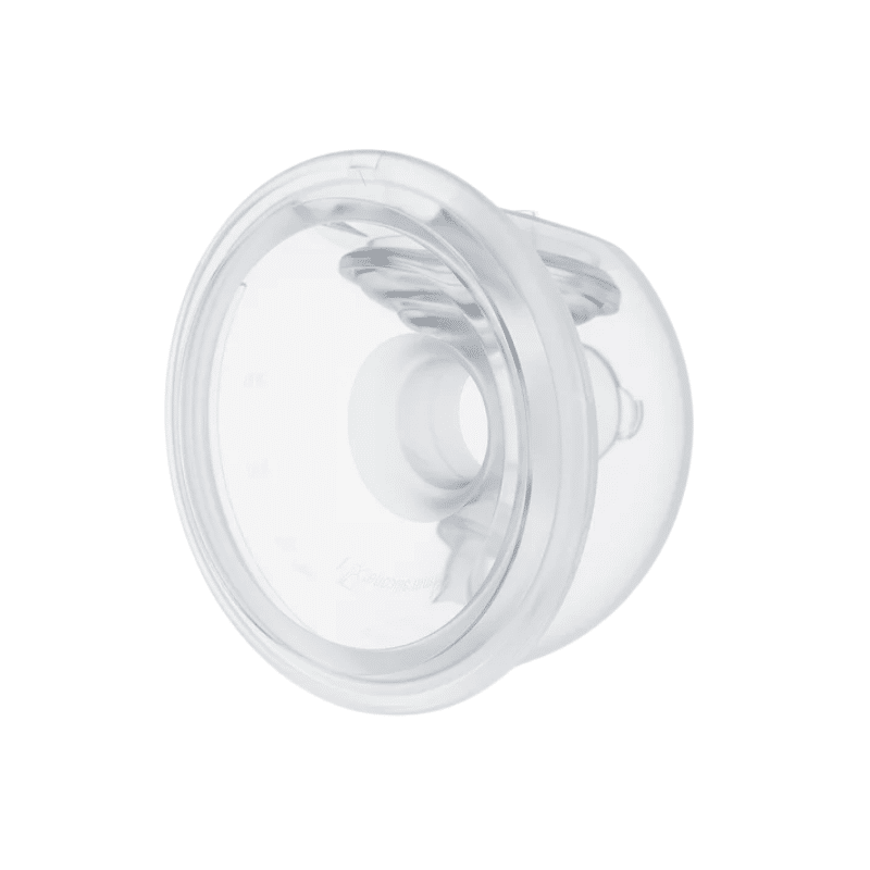 Momcozy Original S9 Pro/S12 Pro replacement collector cup, clear design, showcasing a detailed view of the cup's shape.