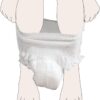 Momcozy Postpartum Disposable Underwear in white, featuring stretchy sides for comfort and discreet coverage.