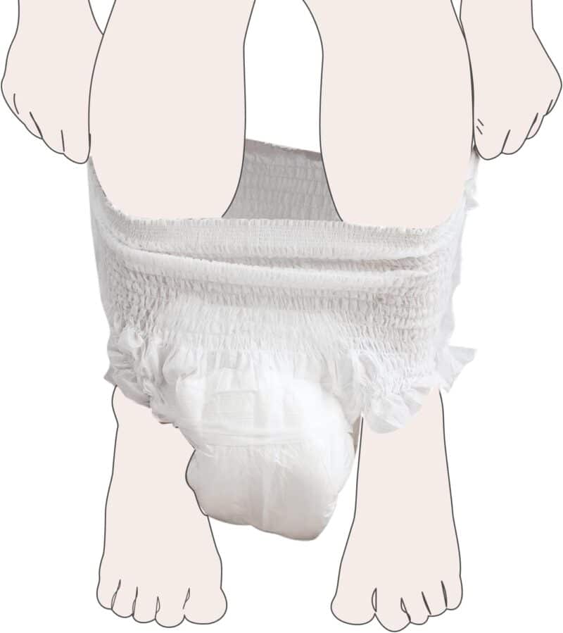 Momcozy Postpartum Disposable Underwear in white, featuring stretchy sides for comfort and discreet coverage.
