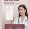 Momcozy M9 Double Wearable Breast Pump with mobile app interface, showcasing expert-backed rhythms for breastfeeding support.