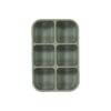 Maccie sage green freezer tray with six compartments, designed for organized food storage and meal prep.
