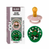 BIBS Studio Polka Pacifier 2 Pack in Ivory/Black and Petal/Cactus, made of natural rubber, size 2.