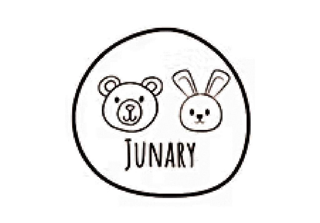 Junary logo featuring a bear and a bunny in a simple, playful design.