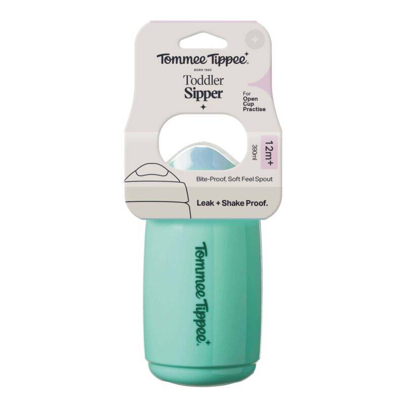 Tommee Tippee Toddler Sipper 390ml in mint green with a bite-proof soft spout, designed for toddlers 36 months and up.