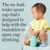 Tommee Tippee Toddler Sipper 390ml in teal, featuring a no-leak design, held by a toddler in a bright setting.