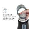 Baby Brezza Bottle + Breastmilk Warmer in black, showcasing steam heat feature for quick warming of formula or baby food.