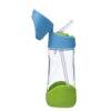 b.box 600ml Tritan drink bottle in blue slate with a green base and straw, designed for easy drinking.