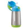 b.box 350ml insulated bottle in ocean breeze, featuring a stainless steel body and a blue lid with a green handle.
