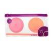 b.box Silicone Lids Travel Pack in Passion Splash and Strawberry Shake, includes two colorful lids in a clear pouch.