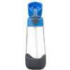 b.box 600ml Tritan drink bottle in blue slate with a flip-top lid and built-in straw for easy sipping.
