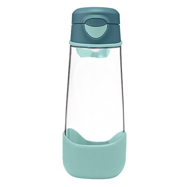 b.box 600mL sport spout bottle in emerald forest with a secure flip-top lid and a sturdy base for easy grip.