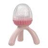 b.box Silicone Fresh Food Feeder in blush with a clear top and pink base, designed for safe feeding of solids.