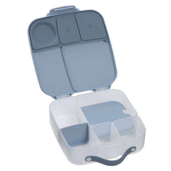 b.box lunchbox in chill out color, featuring multiple compartments and a blue slate lid for organized meals on the go.