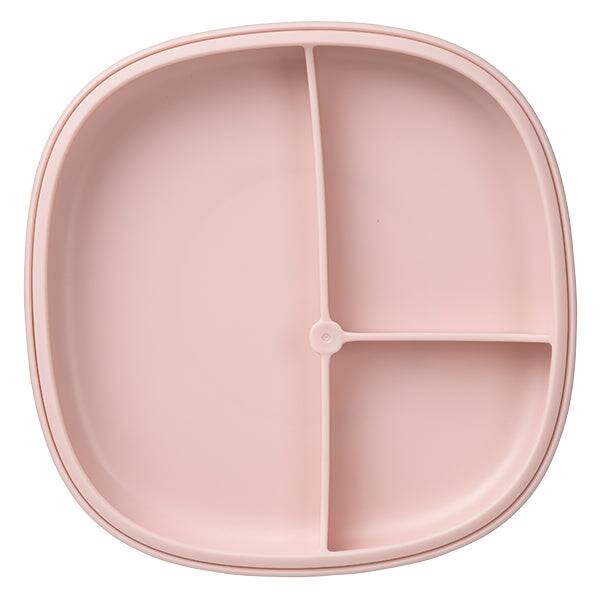 b.box 2 in 1 Suction Plate in blush with three divided sections for easy meal serving.
