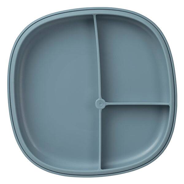 b.box 2 in 1 Suction Plate in Ocean, featuring three divided sections for easy meal serving.